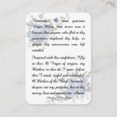 Gesegnete Jungfrau Mary Memorare Gebet Religiöse K Platzkarte (Rückseite)