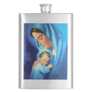 Gesegnete Jungfrau Mary mit dem Baby Jesus Flachmann