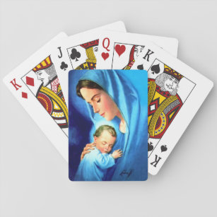 Gesegnete Jungfrau Mary mit dem Baby Jesus Spielkarten