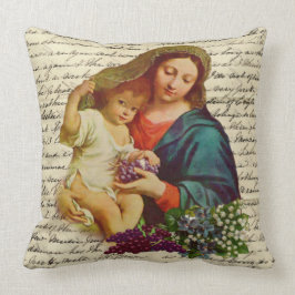 Gesegnete Jungfrau Mary mit Jesus, der Trauben Kissen