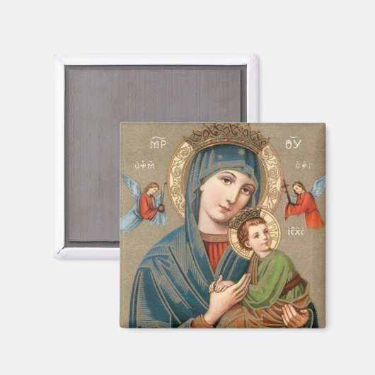 Gesegnete Jungfrau Mary mit Kind Jesus Icon Magnet (Vorderseite/Rückseite)