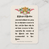 Gesegnete Jungfrau Mary Ocotlan Katholisches Gebet Platzkarte (Rückseite)