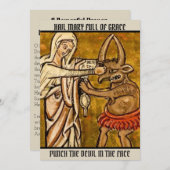 Gesegnete Jungfrau Mary Punch the Devil in the Fac Dankeskarte (Vorne/Hinten)