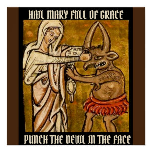 Gesegnete Jungfrau Mary Punching the Devil in the  Poster
