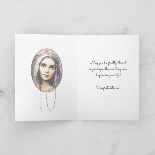 Gesegnete Jungfrau Mary Religiöser Blumenkohl Absc Karte (Innenseite)