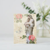 Gesegnete Jungfrau Mary Rose Religiöse Vintag Postkarte (Stehend Vorderseite)