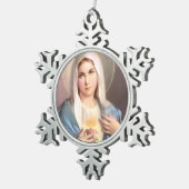 GESEGNETE JUNGFRAU MARY SCHNEEFLOCKEN Zinn-Ornament (Rechts)