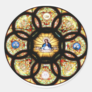 Gesegnete Jungfrau Mary Stains Glass Runder Aufkleber