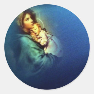 Gesegnete Jungfrau Mary und Säugling Kind Jesus Runder Aufkleber