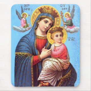 Gesegnete Jungfrau Mary und Säuglings-Kind Jesus Mousepad