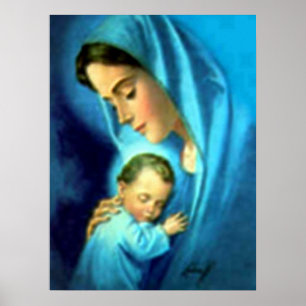 Gesegnete Jungfrau Mary und Säuglings-Kind Jesus Poster