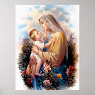 Gesegnete Jungfrau Mary und Säuglings-Kind Jesus Poster