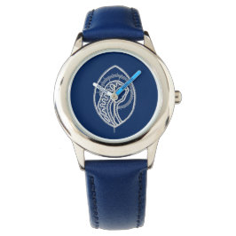 Gesegnete Jungfrau Mary, weiße Spitze, marineblau Armbanduhr