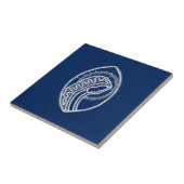 Gesegnete Jungfrau Mary, weiße Spitze, marineblau Fliese (Seite)