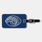 Gesegnete Jungfrau Mary, weiße Spitze, marineblau Gepäckanhänger (Vorderseite horizontal)