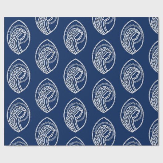 Gesegnete Jungfrau Mary, weiße Spitze, marineblau Geschenkpapier (Flach)