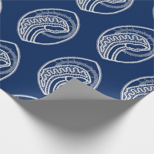 Gesegnete Jungfrau Mary, weiße Spitze, marineblau Geschenkpapier (Ecke)