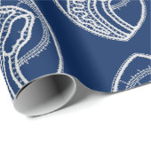 Gesegnete Jungfrau Mary, weiße Spitze, marineblau Geschenkpapier (Rolleneckpunkt)