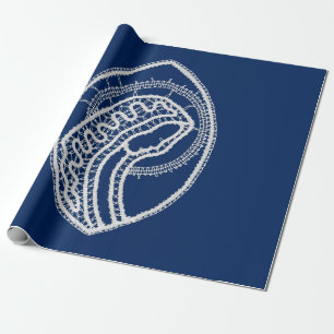 Gesegnete Jungfrau Mary, weiße Spitze, marineblau Geschenkpapier