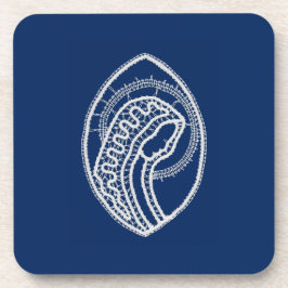 Gesegnete Jungfrau Mary, weiße Spitze, marineblau Getränkeuntersetzer