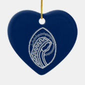 Gesegnete Jungfrau Mary, weiße Spitze, marineblau Keramik Ornament (Hinten)