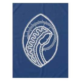 Gesegnete Jungfrau Mary, weiße Spitze, marineblau Tischdecke