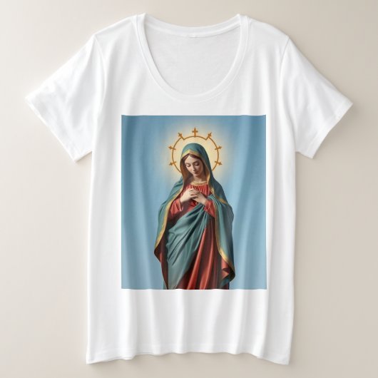 Gesegnete Jungfrau Mary Women's Plus Size Tee Shir (Design vorne)