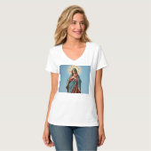 Gesegnete Jungfrau Mary Women's V Neck Tee Shirt (Vorderseite Vollansicht)