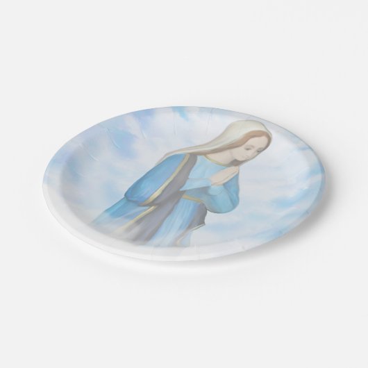 Gesegnete Jungfrau-Marypapierplatte Pappteller (Schrägansicht)