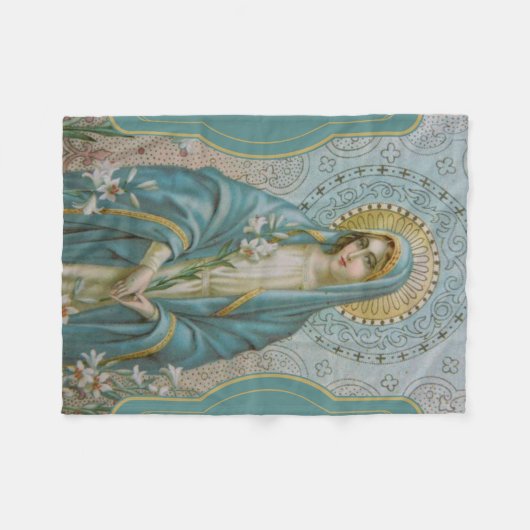 Gesegnete Jungfrau-Mutter Mary mit Lilien Fleecedecke (Vorderseite (Horizontal))