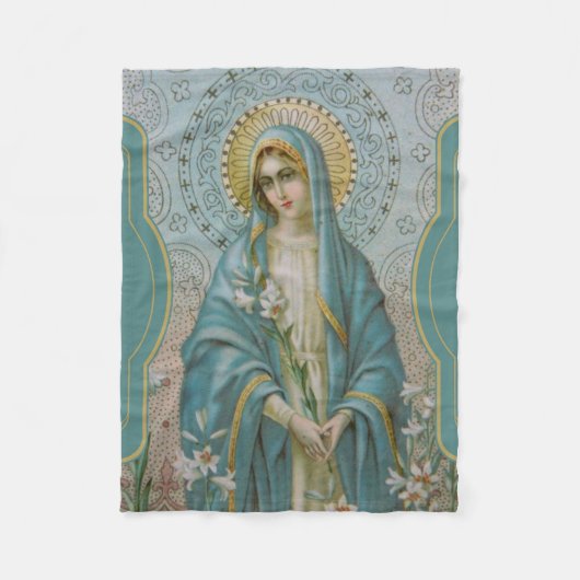 Gesegnete Jungfrau-Mutter Mary mit Lilien Fleecedecke (Vorderseite)