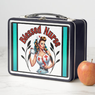 Gesegnete Krankenschwester Pinup Metall Brotdose
