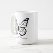 Gesegnete Mama Floral Butterfly Kaffeetasse (Vorderseite Links)