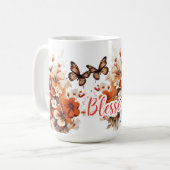 Gesegnete Mama Floral Schmetterling  Kaffeetasse (Vorderseite Links)