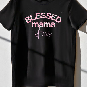 Gesegnete Mama Gegründet Jahr Zuckerstange Rosa T-Shirt