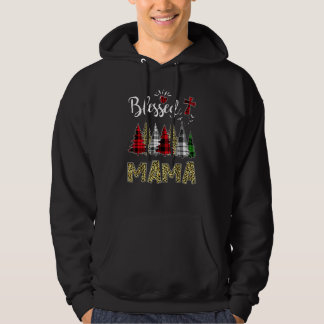Gesegnete Mama Kreuz Weihnachtsbäume Kariert Leopa Hoodie
