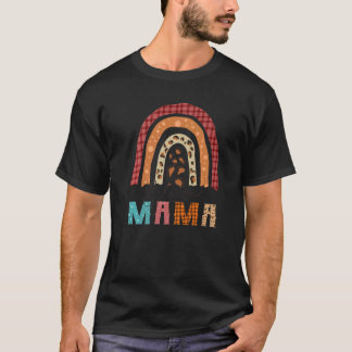 GESEGNETE MAMA Leopard Regenbogen Herbst Kariert N T-Shirt