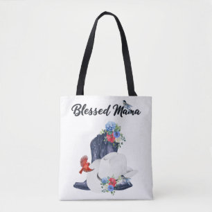 Gesegnete Mama mit Cowboystiefeln/Hut und Blumen/V Tasche