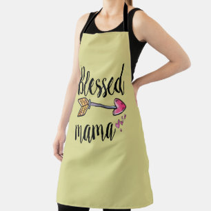 Gesegnete Mama mit Pfeil und Herzen Gelb Schürze
