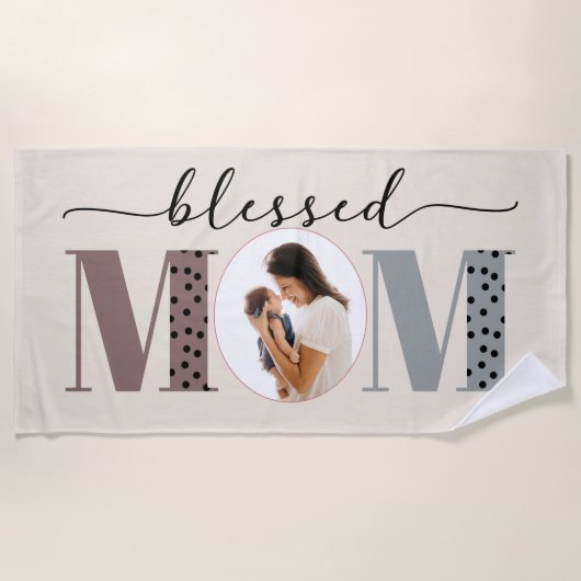 Gesegnete Mama Personalisiertes Foto Strandtuch (Vorderseite)
