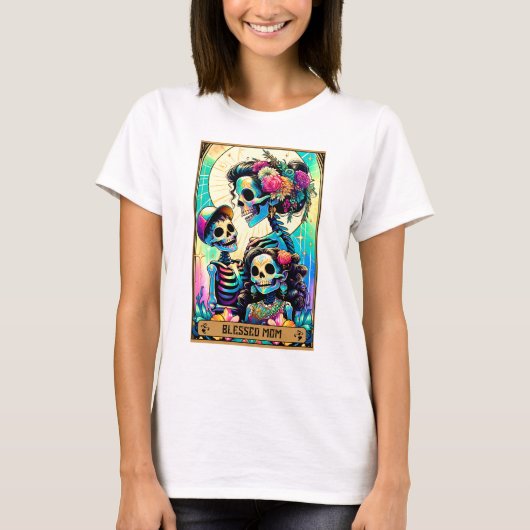 Gesegnete Mama, Skelett-Tarot-Karte T-Shirt (Vorderseite)
