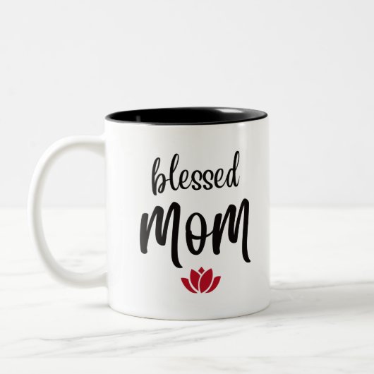 Gesegnete Mama Zweifarbige Tasse (Links)
