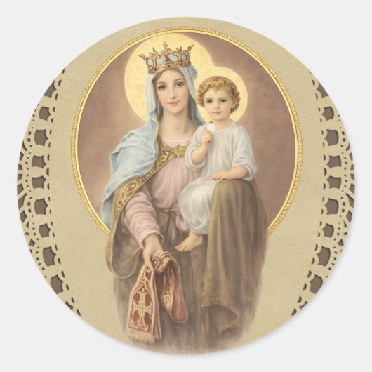Gesegnete Maria Mutter der Priester Jesus Eucharis Runder Aufkleber (Vorderseite)
