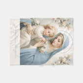 Gesegnete Mary Jesus Floral Religious Fleecedecke (Vorderseite (Horizontal))