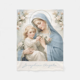 Gesegnete Mary Jesus Floral Religious Fleecedecke