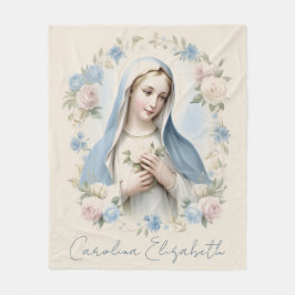 Gesegnete Mary Religious Floral Pink Roses Fleecedecke