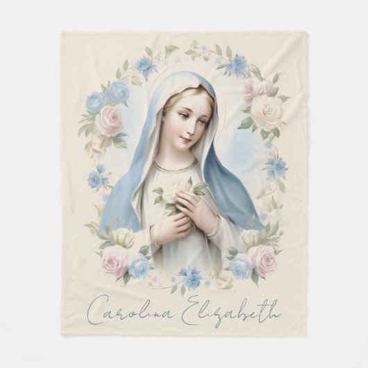 Gesegnete Mary Religious Floral Pink Roses Fleecedecke (Vorderseite)