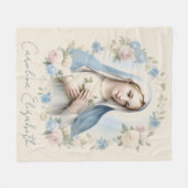 Gesegnete Mary Religious Floral Pink Roses Fleecedecke (Vorderseite (Horizontal))