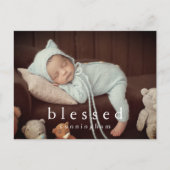 Gesegnete moderne schlichte Baby-Geburt Ankündigungspostkarte (Vorderseite)