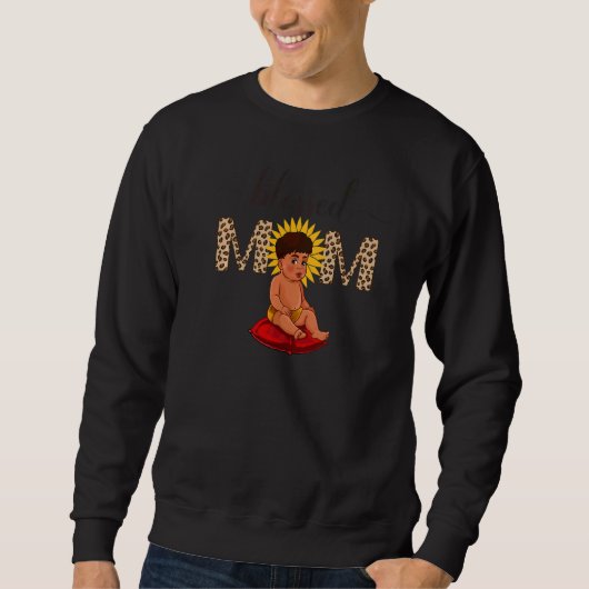 Gesegnete Mütter Day Leopard Print Sunflower Baby Sweatshirt (Vorderseite)